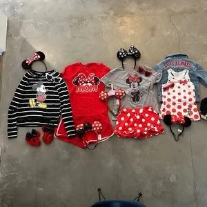 5 pairs of Disney park ears, Minnie mouse red and white polkadot outfits Disney Parks Minnie Mouse Sequined Black White Polka Dot Red  main image 4